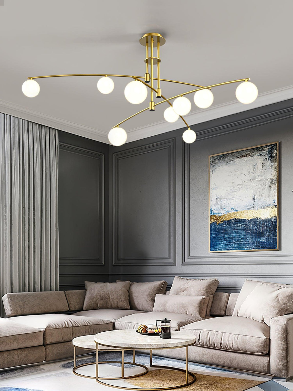 Dluxen Chandelier Long Arm Modern 6-Light