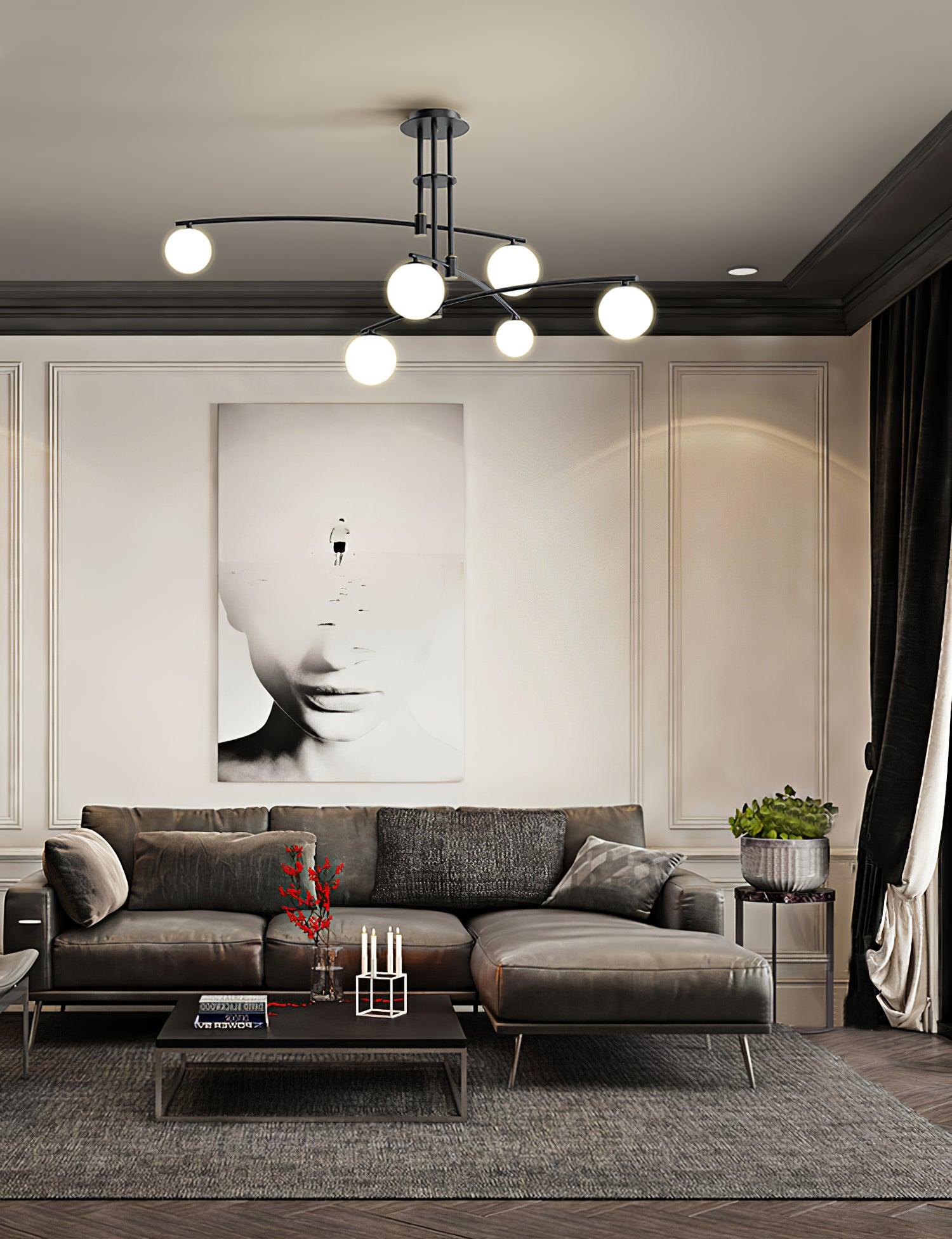 Dluxen Chandelier Long Arm Modern 6-Light