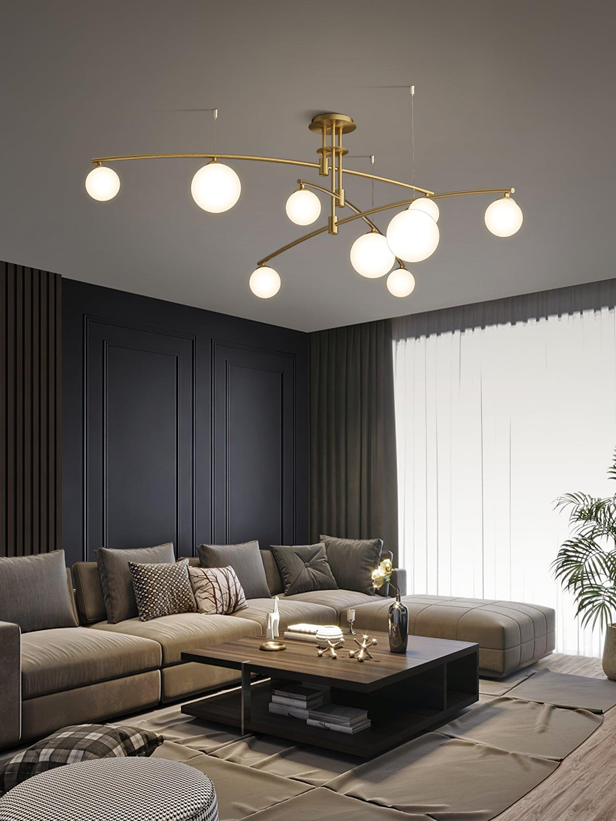 Dluxen Chandelier Long Arm Modern 6-Light