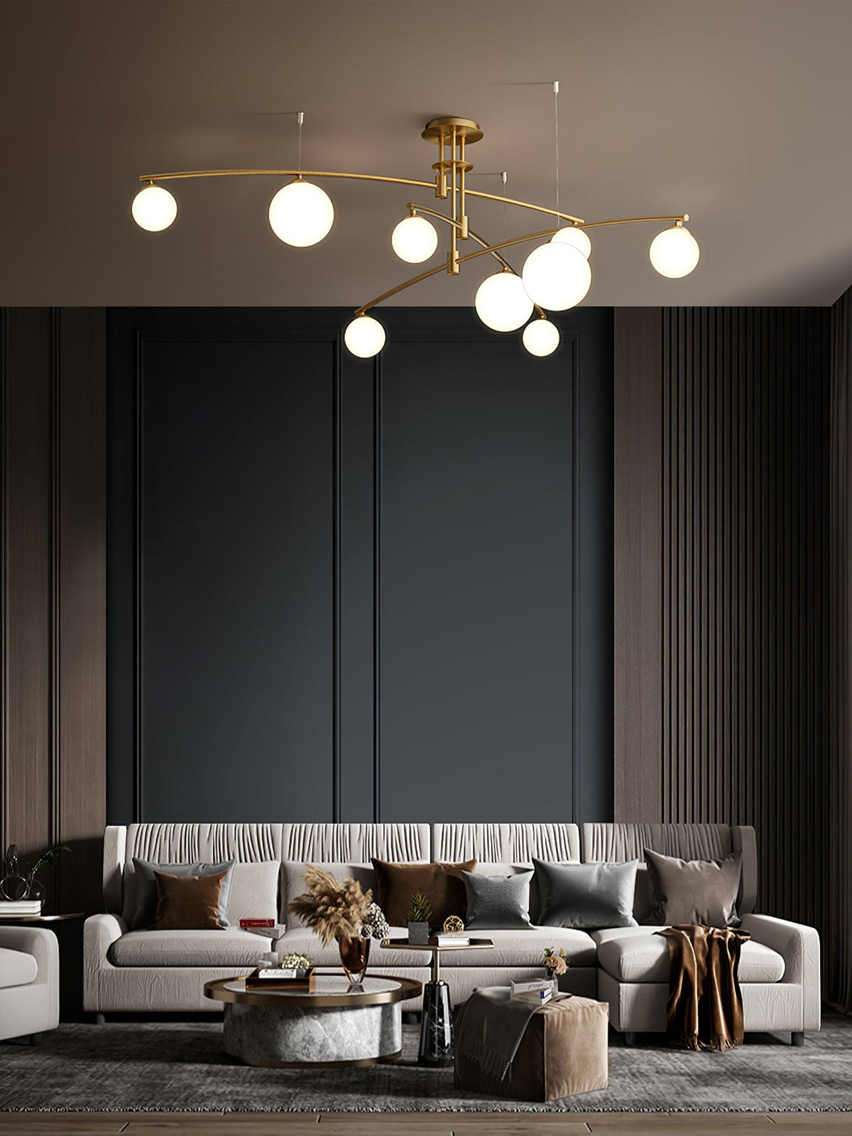 Dluxen Chandelier Long Arm Modern 6-Light
