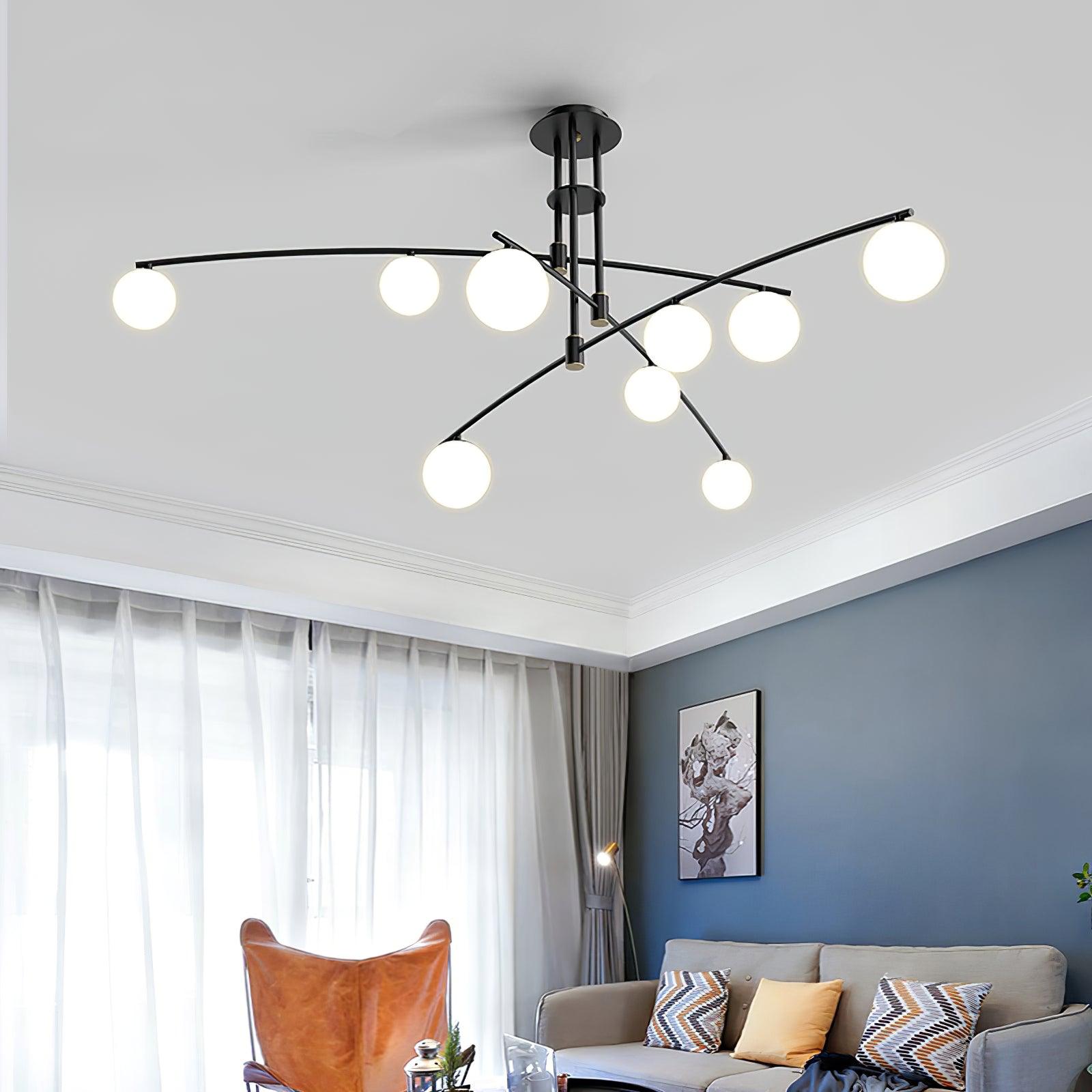 Dluxen Chandelier Long Arm Modern 6-Light