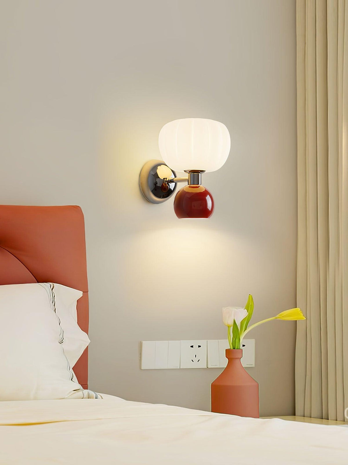 Jorvin Nordic Art Cream Plastic Sconce Wall lamp