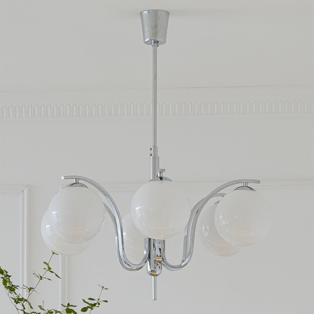 Eiroaria Chandelier Chrome Glass Modo Deco Elegant