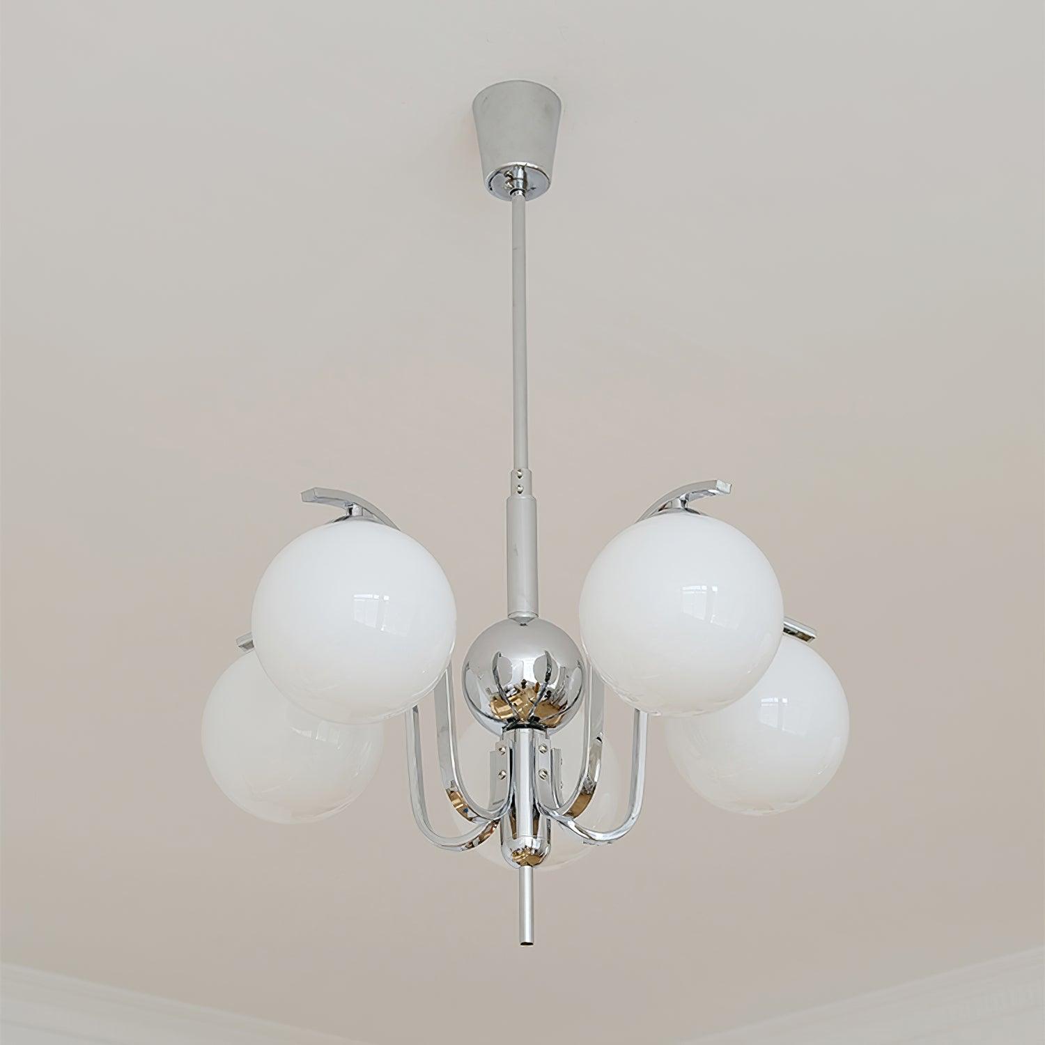 Eiroaria Chandelier Chrome Glass Modo Deco Elegant