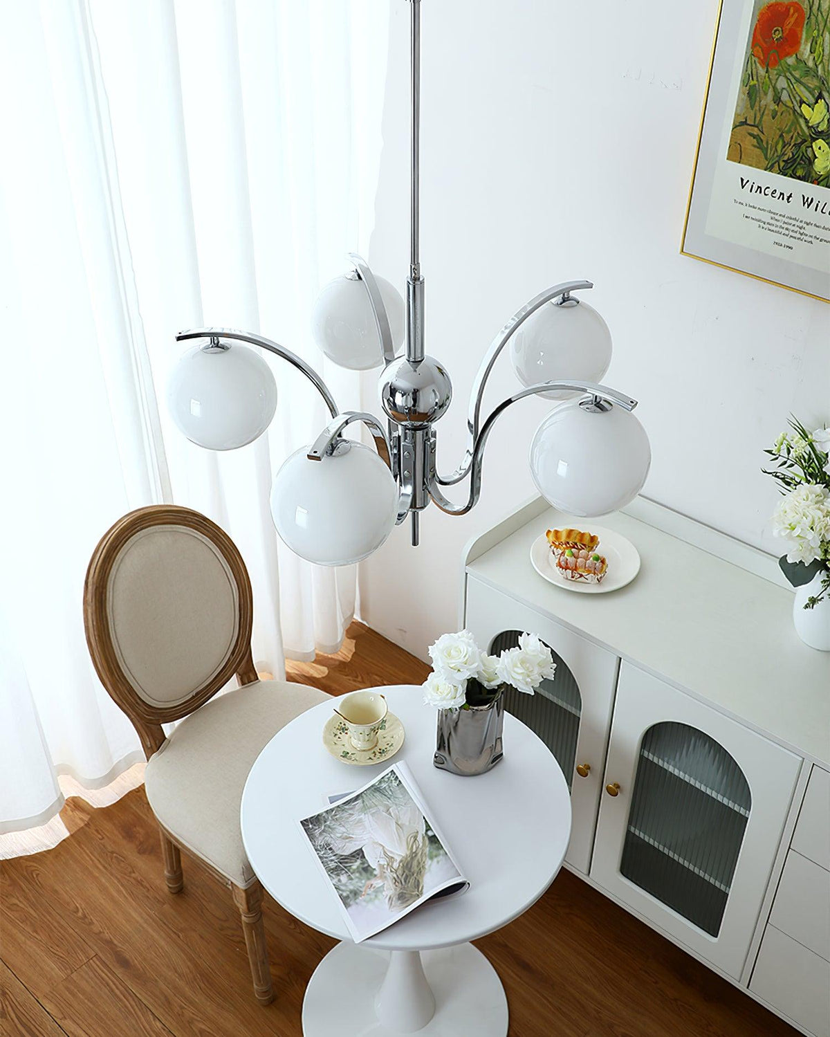 Eiroaria Chandelier Chrome Glass Modo Deco Elegant