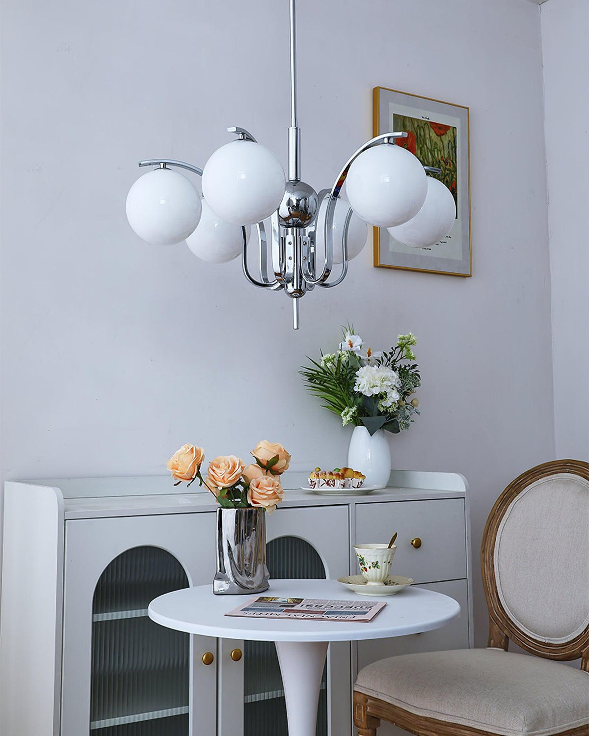 Eiroaria Chandelier Chrome Glass Modo Deco Elegant