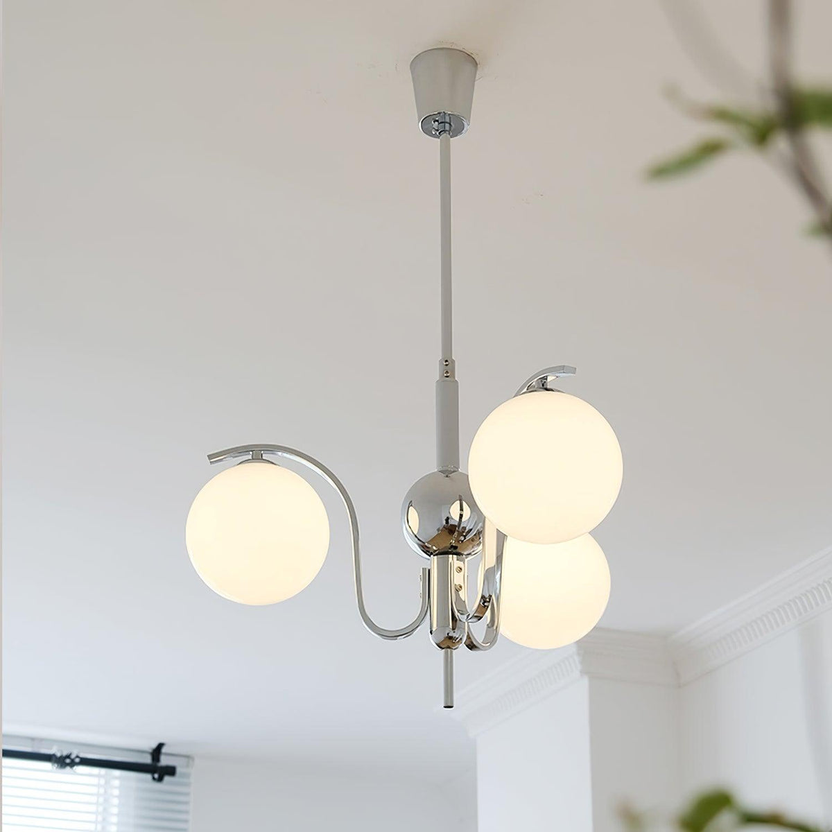 Eiroaria Chandelier Chrome Glass Modo Deco Elegant