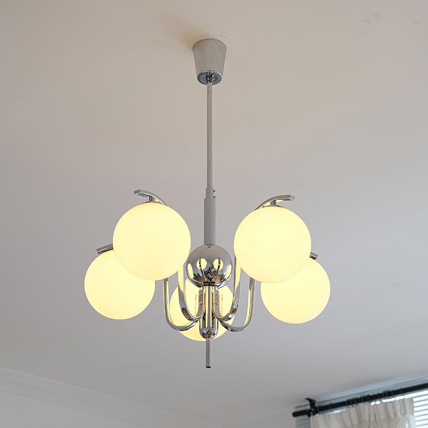 Eiroaria Chandelier Chrome Glass Modo Deco Elegant