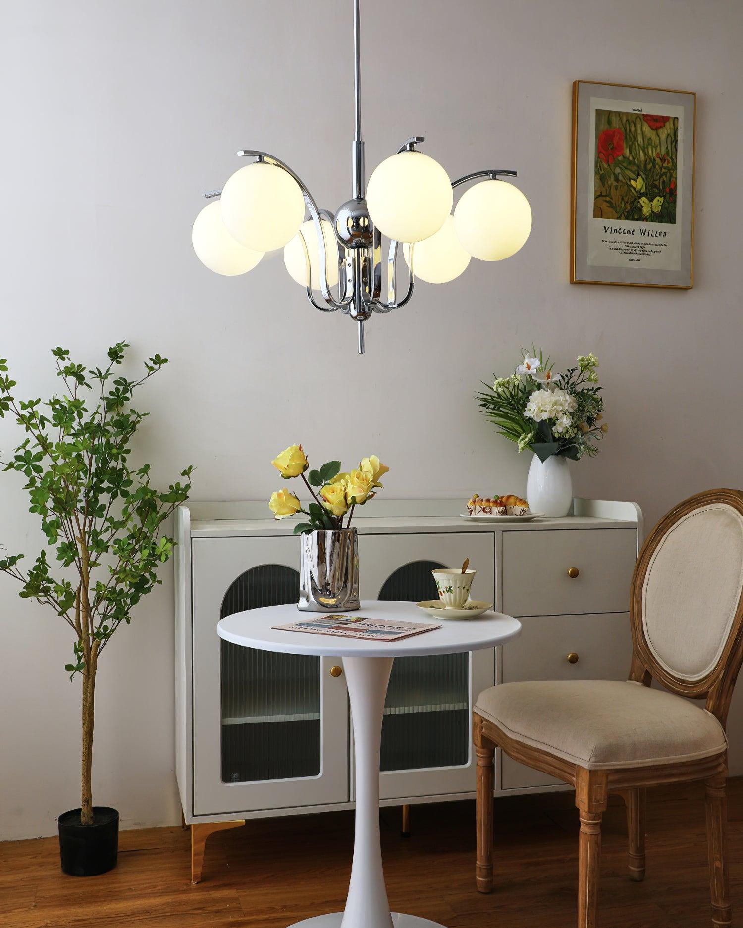 Eiroaria Chandelier Chrome Glass Modo Deco Elegant