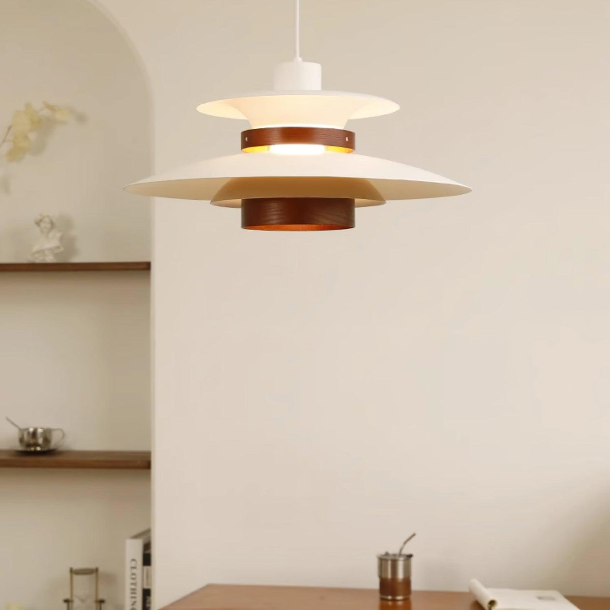 Xyla Pendant Lamp Wood Layered Shade Nordic Dining