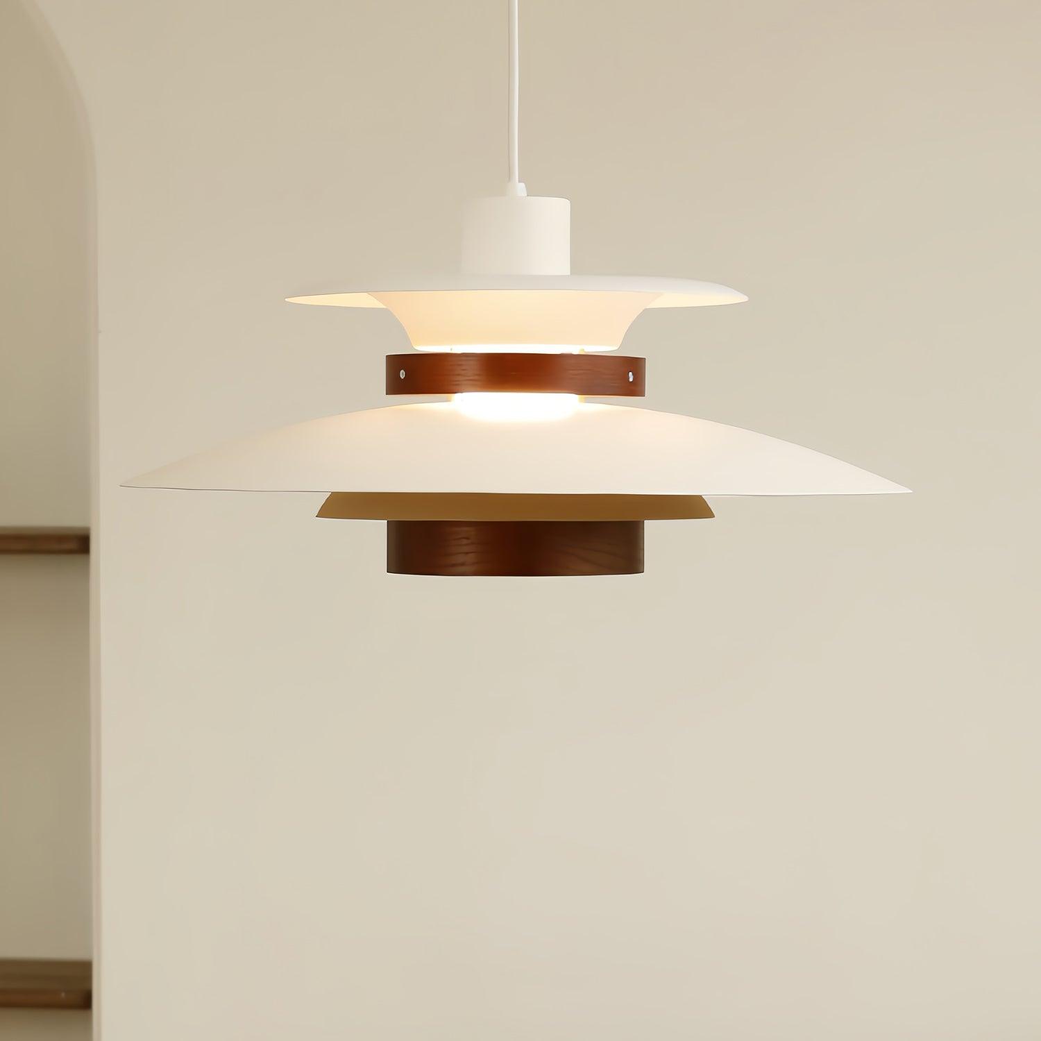 Xyla Pendant Lamp Wood Layered Shade Nordic Dining