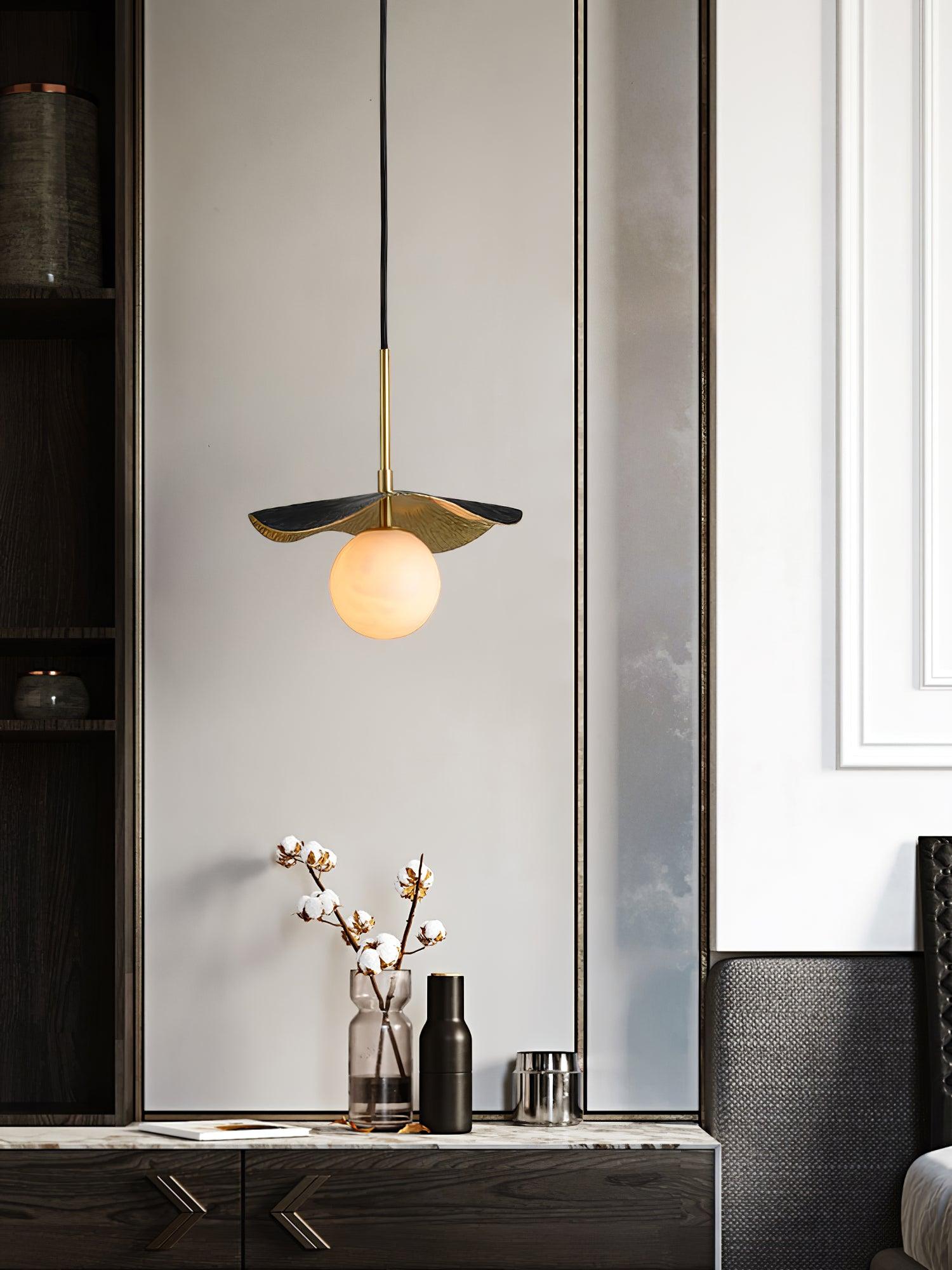 Talem Leaf Canopy Alabaster Pendant Light