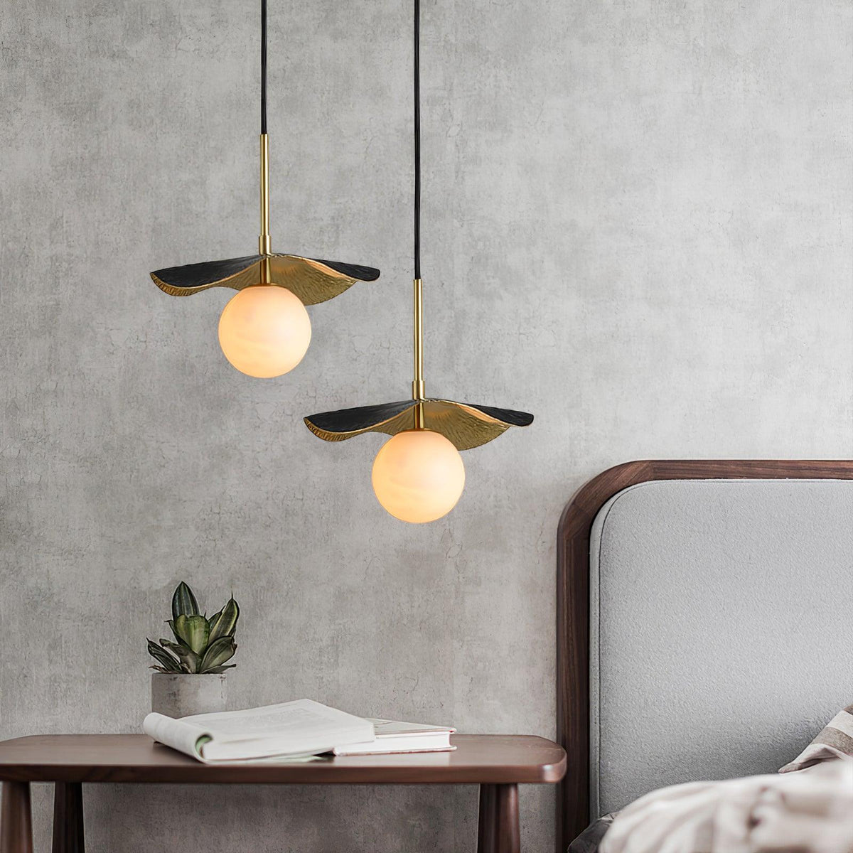 Talem Leaf Canopy Alabaster Pendant Light
