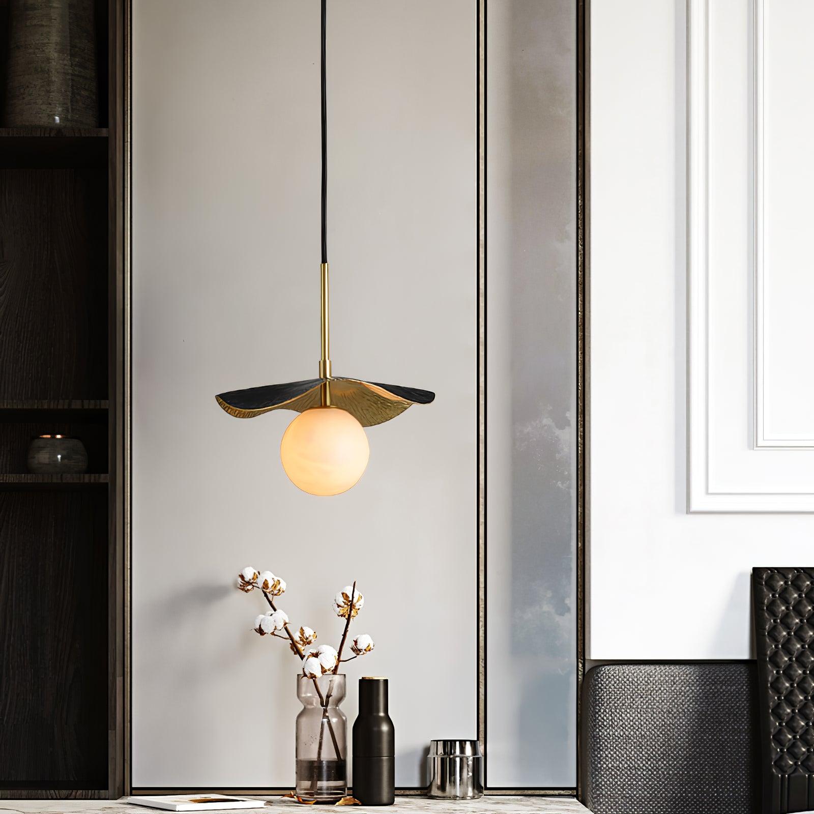 Talem Leaf Canopy Alabaster Pendant Light