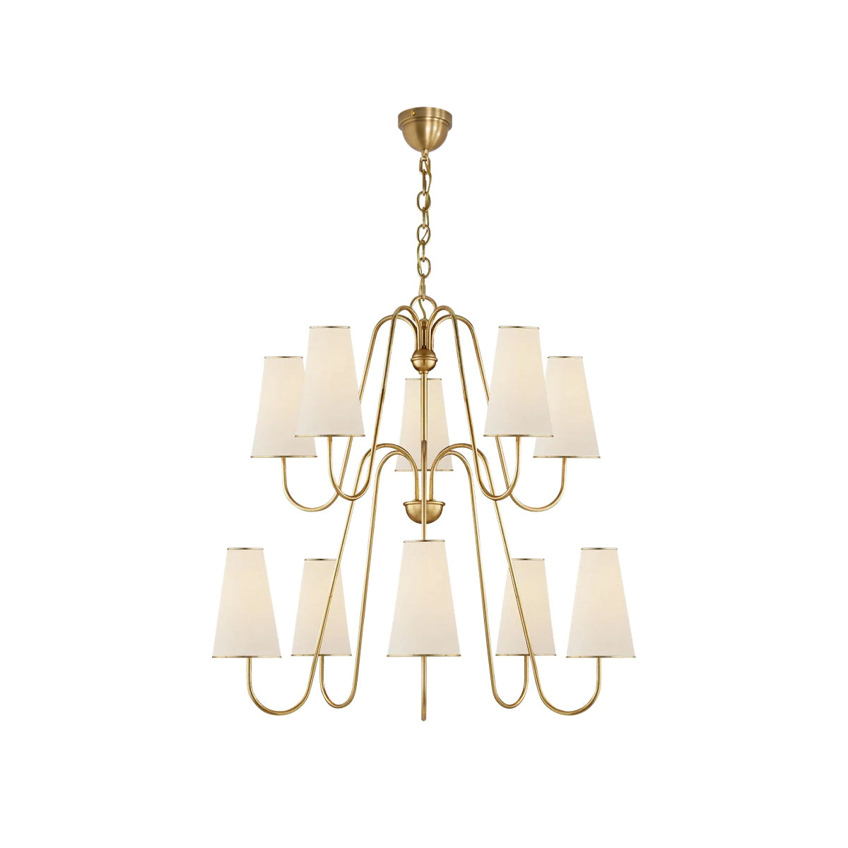 Elirora Elegance Vintage Brass Fabric Chandelier - Neutral Decor