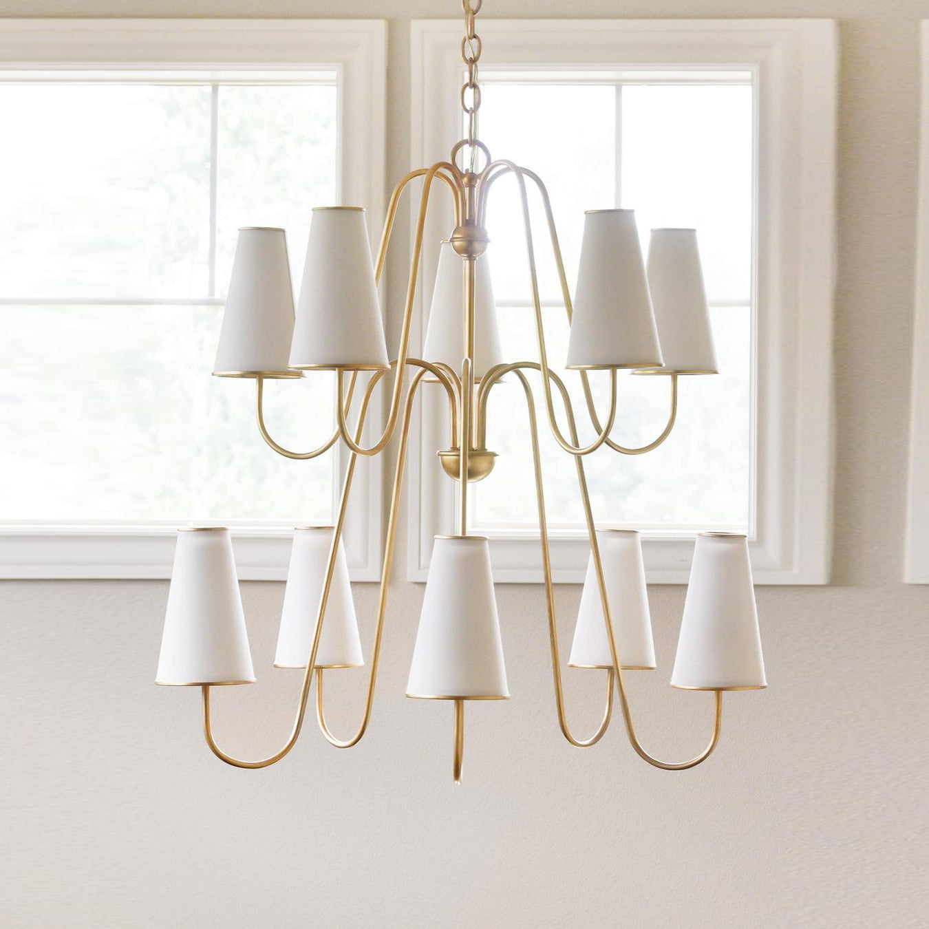 Elirora Elegance Vintage Brass Fabric Chandelier - Neutral Decor