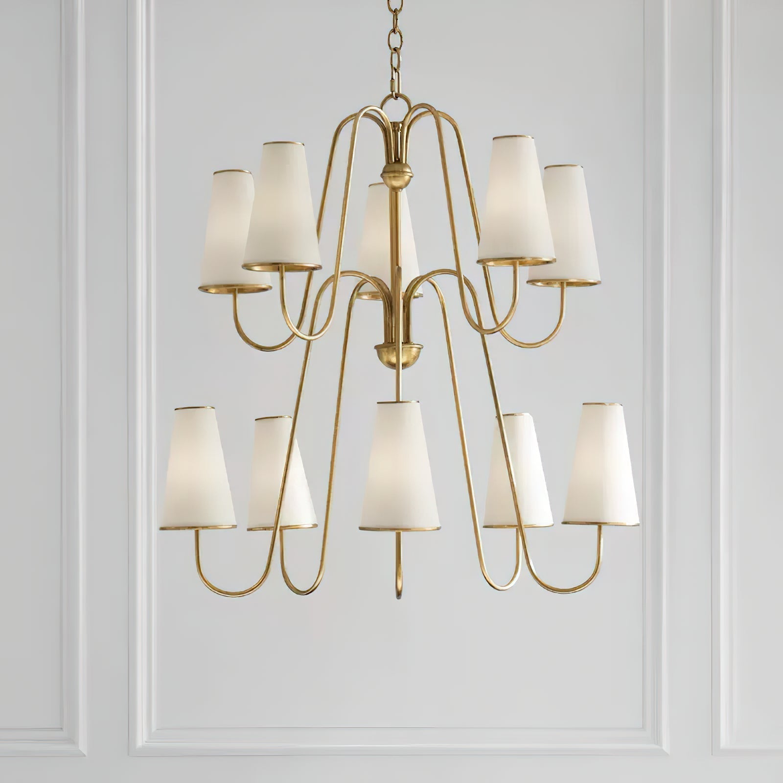 Elirora Elegance Vintage Brass Fabric Chandelier