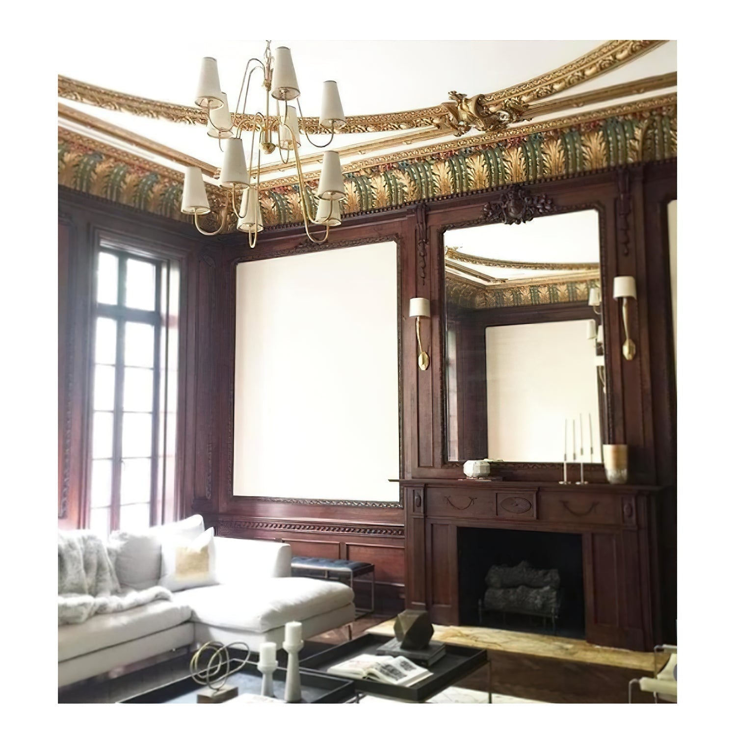 Elirora Elegance Vintage Brass Fabric Chandelier