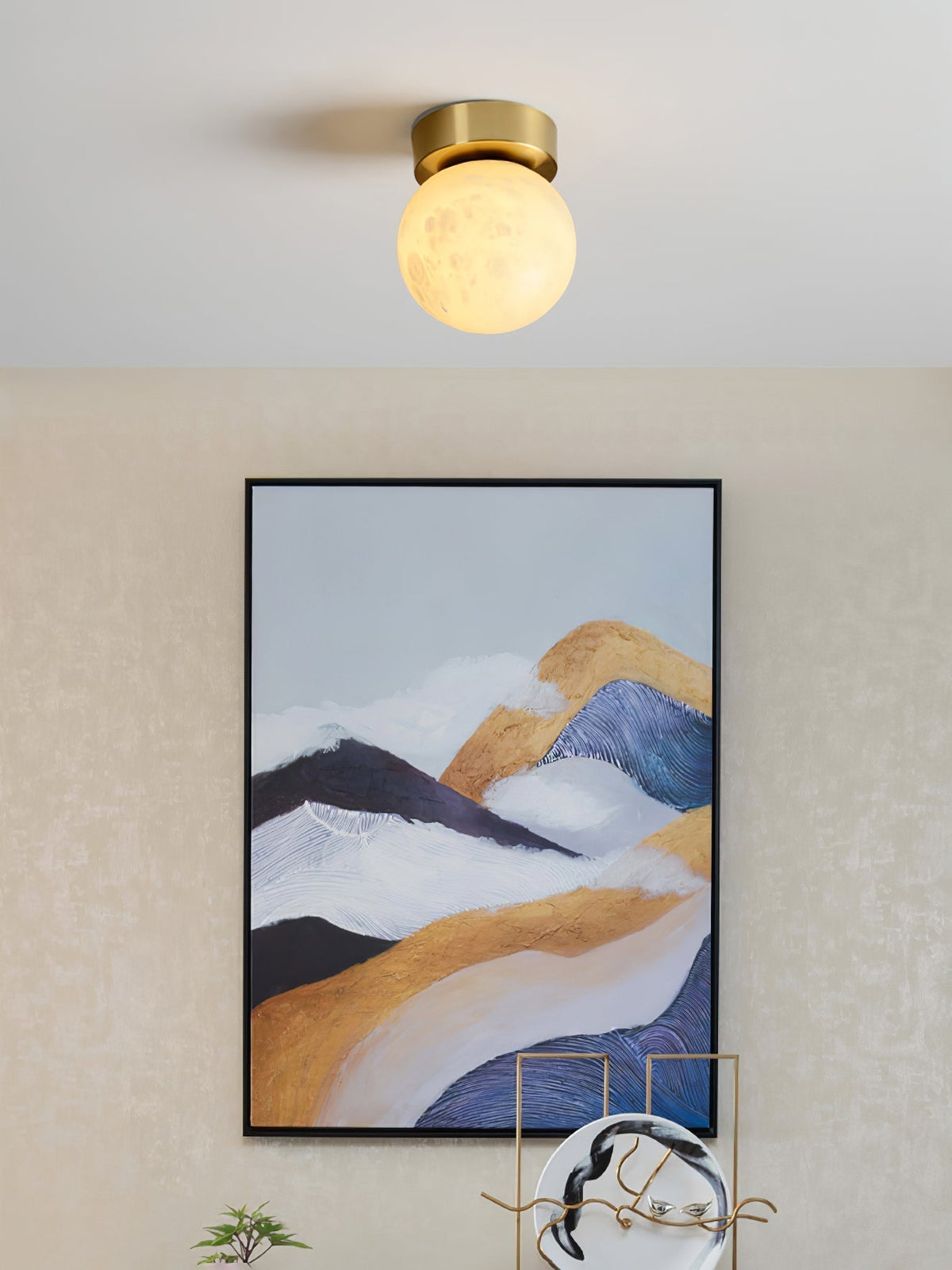 Otheyra Minimalist Alabaster Flush Mount Light