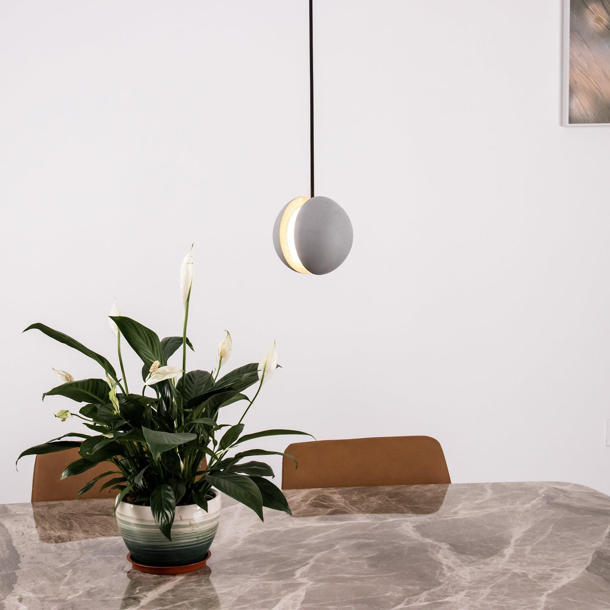 Umi Pendant Lamp Concrete Sphere Moon Minimalist