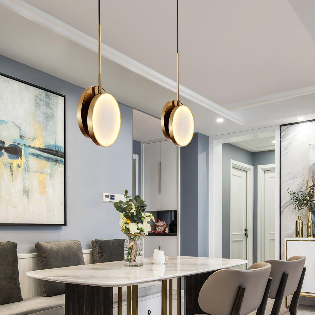 Synoryra Dual Disc Alabaster Pendant Light