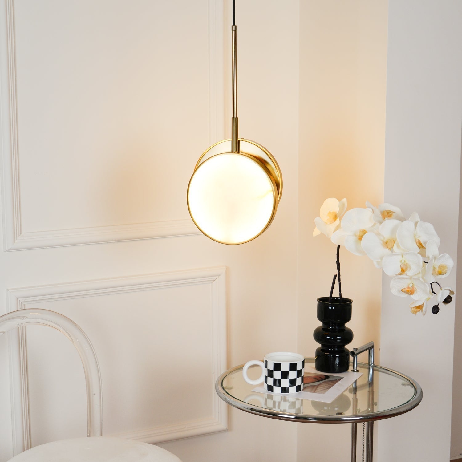 Synoryra Dual Disc Alabaster Pendant Light