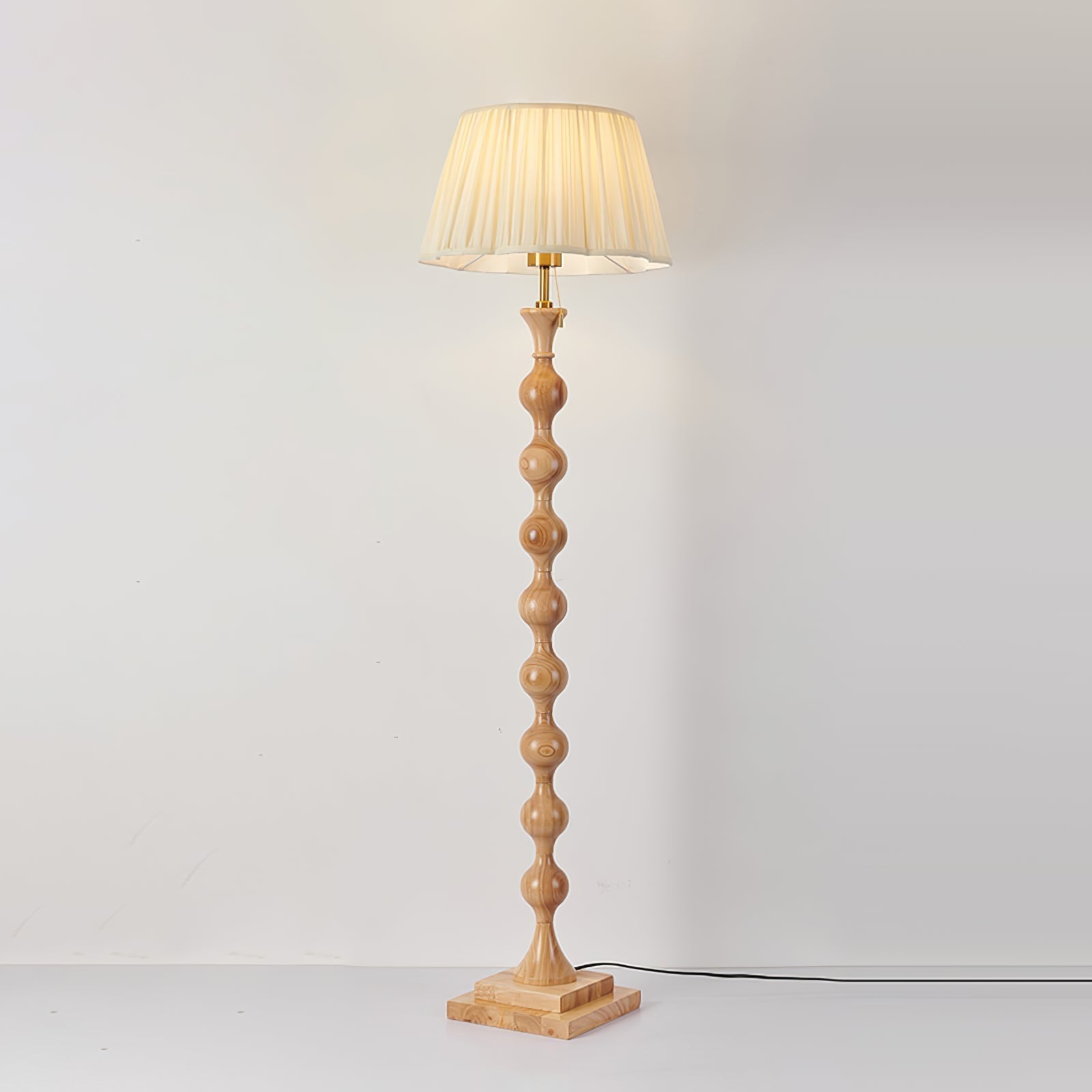 Celon Wood Fabric Vintage Floor Lamp