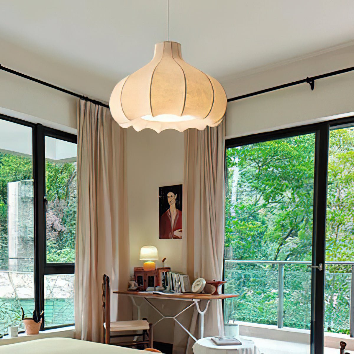 Zinnia Vintage Fabric Pendant Light