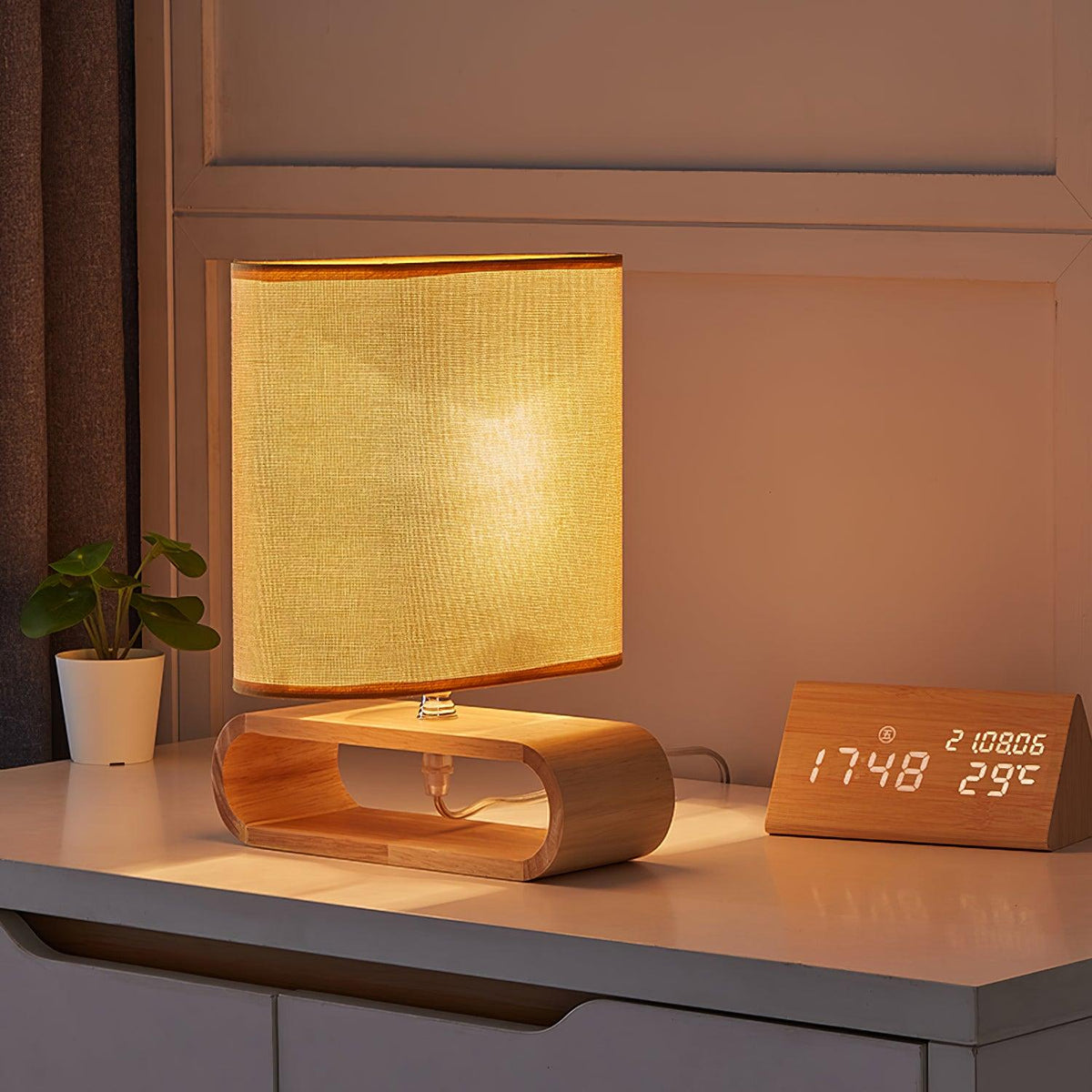 Loop Rustic Wood Table Lamp