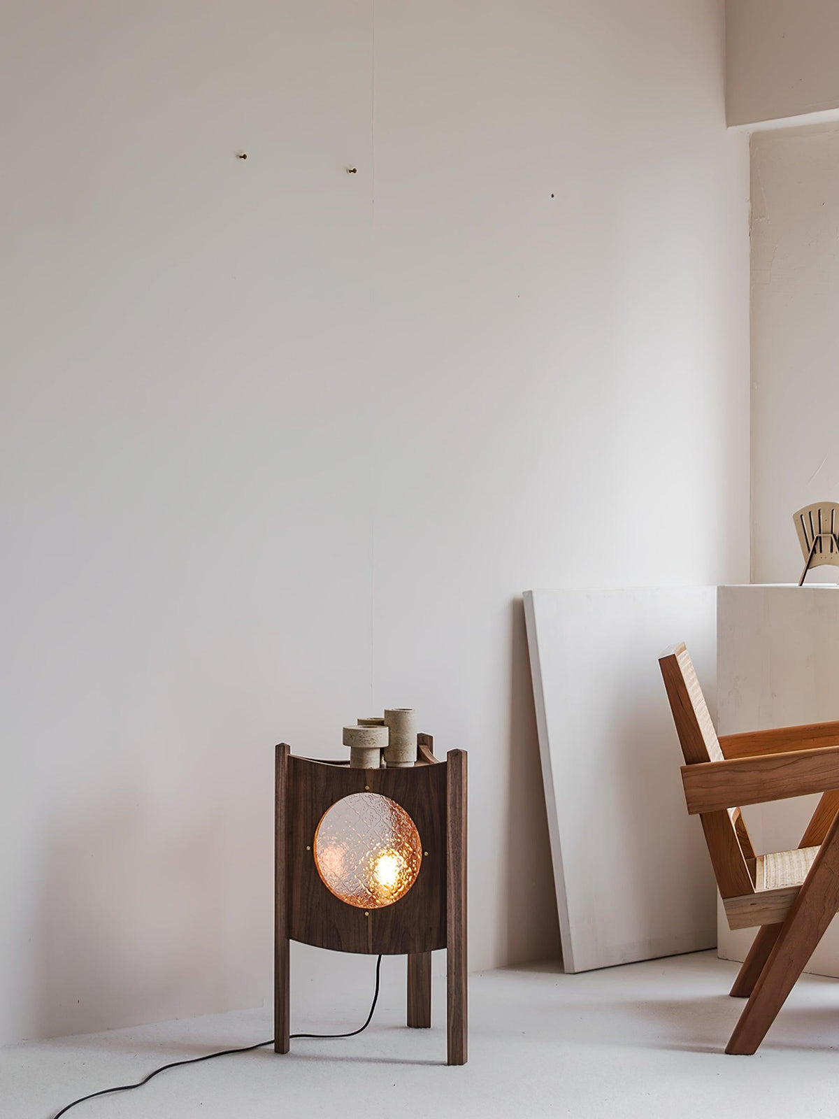 Carvora Wooden Panel Floor Lamp
