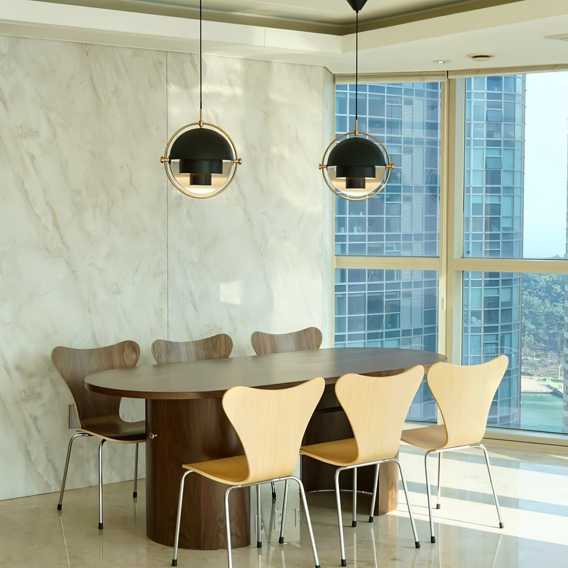Lustra Pendant Lamp Deformed Ball Golden - Neutral Decor