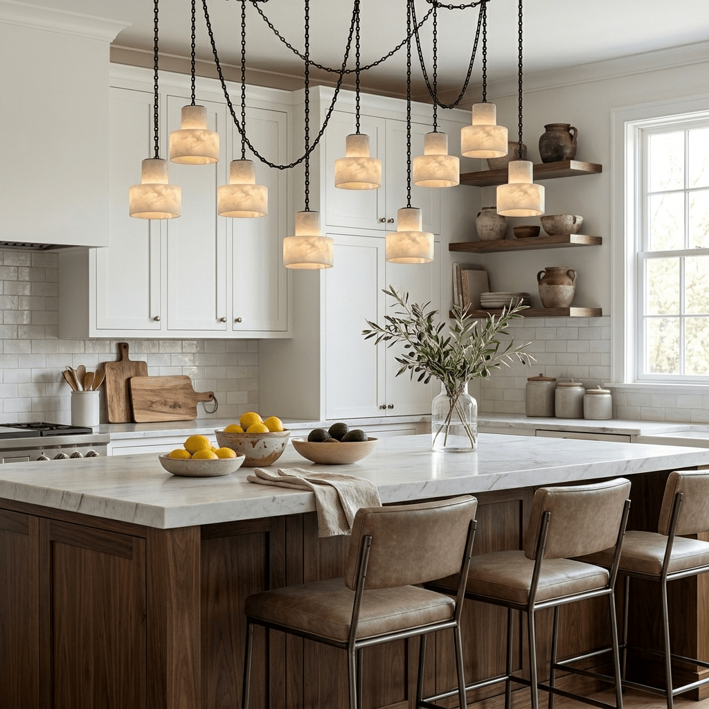 Leocadie Multi-Tier Chain Drum Pendant Lamp