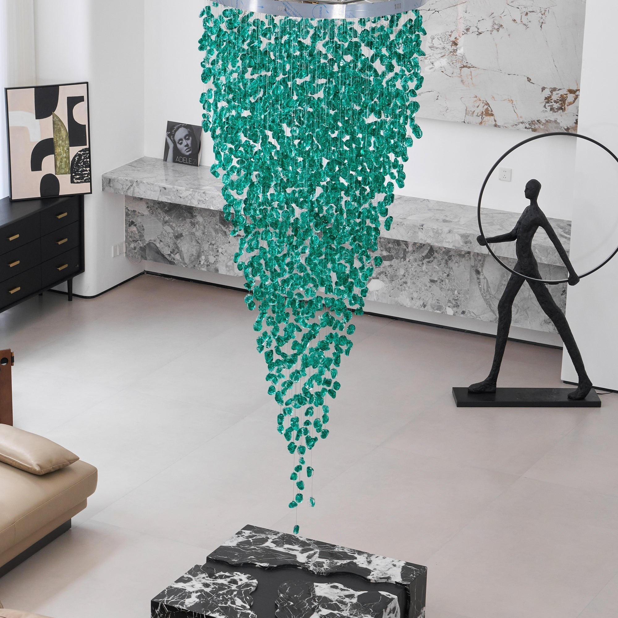 Belora Postmodern Luxury Stone Crystal Chandelier