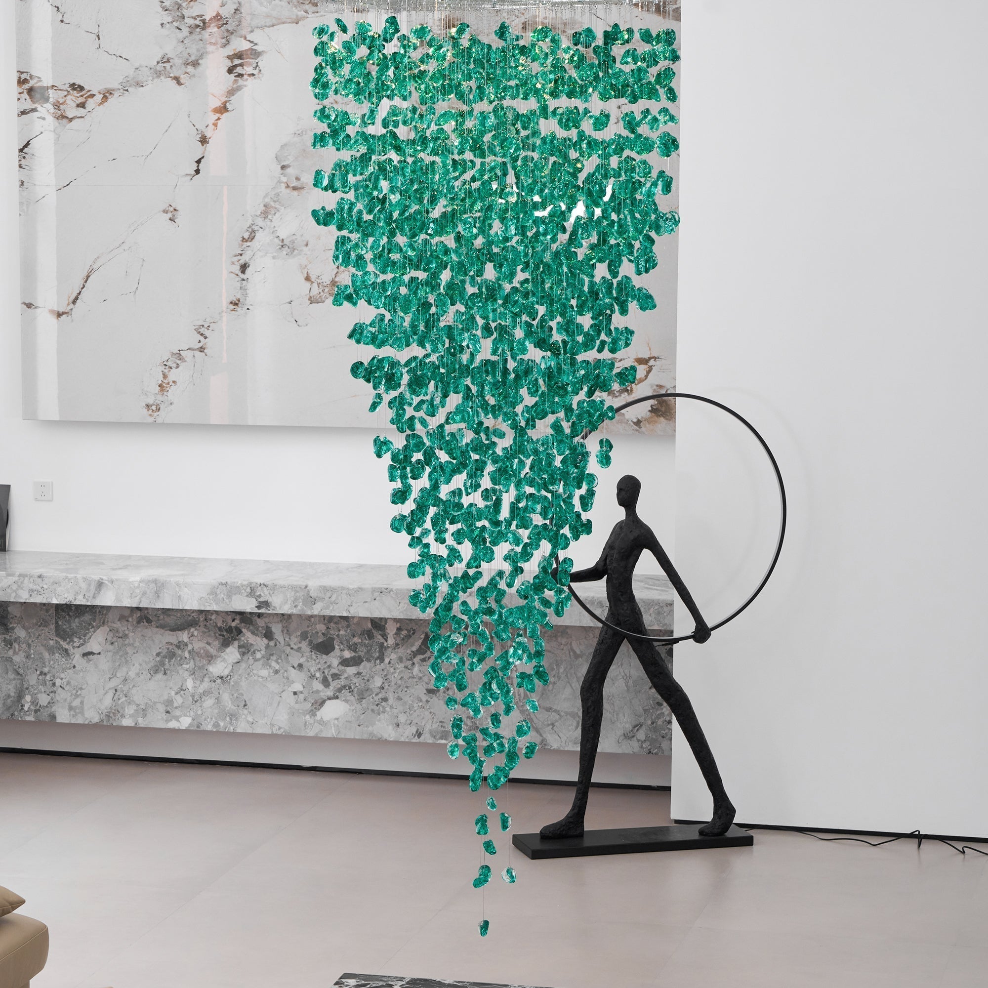 Belora Postmodern Luxury Stone Crystal Chandelier