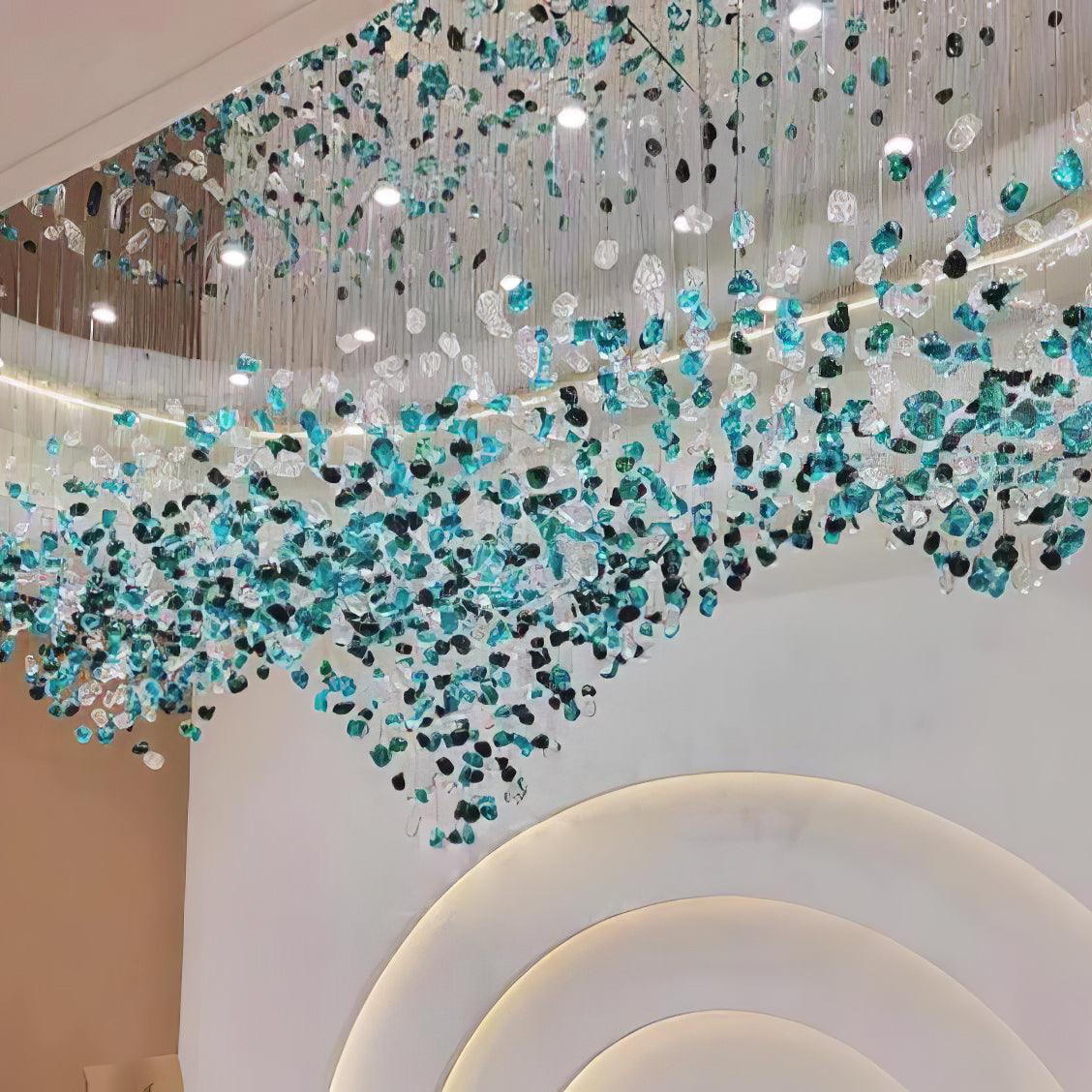 Polychrome Mineral Quartz Cascade Chandelier
