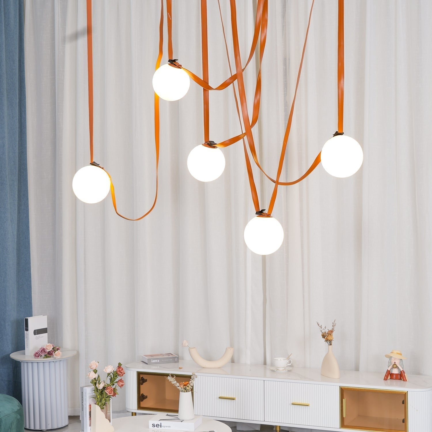 Velinenne Pendant Lamp Leather Belt Glass