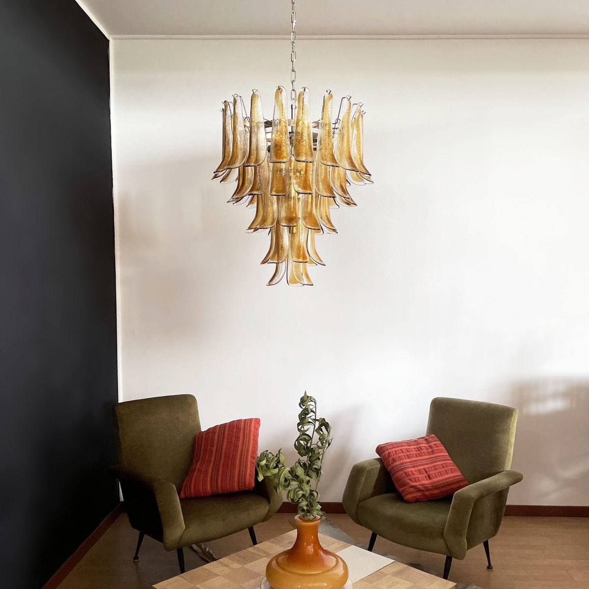 Maelric Amber Glass Petals Chandelier