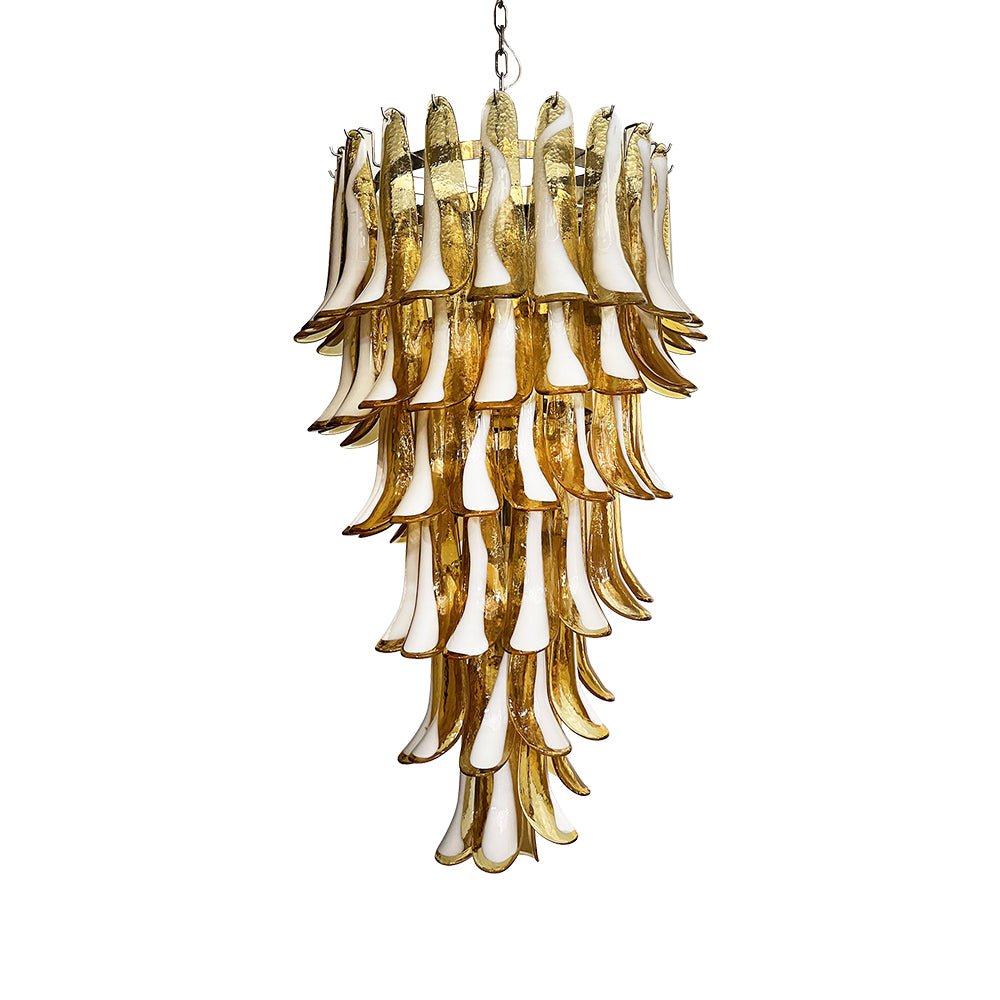 Lumenaine Chandelier Amber White Murano Spiral Petals