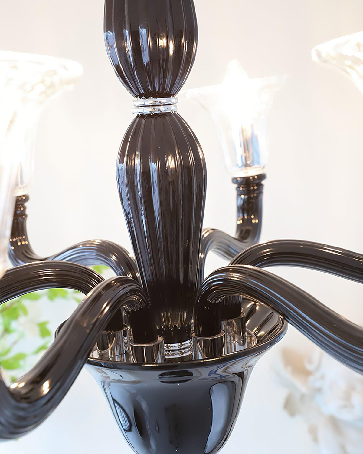 Silten Chandelier Black Murano Candle Arm Glass Classic
