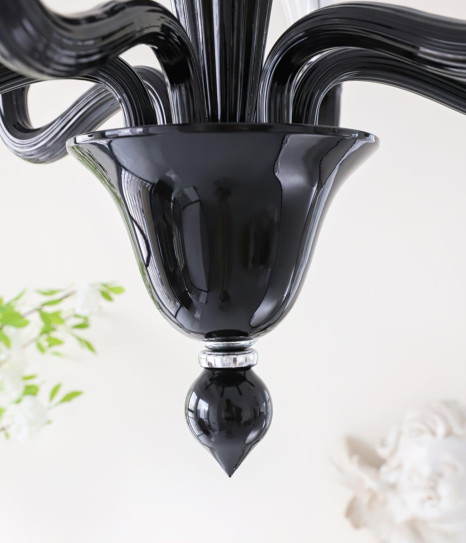 Silten Chandelier Black Murano Candle Arm Glass Classic