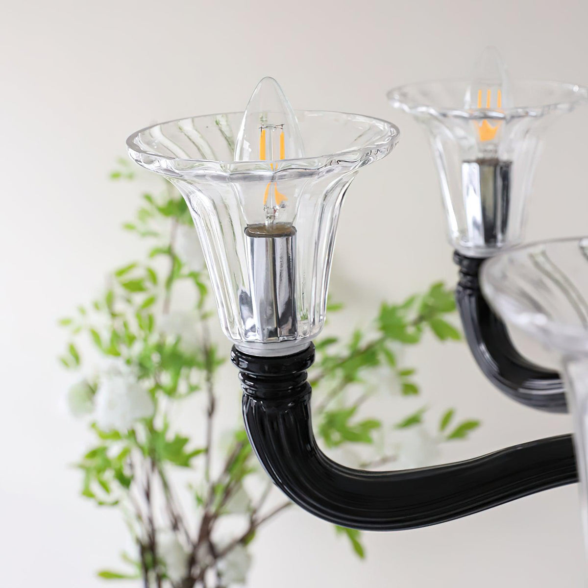 Silten Chandelier Black Murano Candle Arm Glass Classic