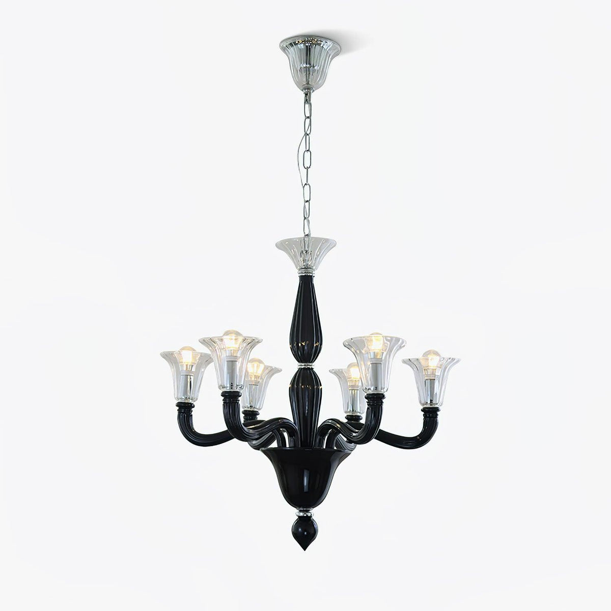 Silten Chandelier Black Murano Candle Arm Glass Classic