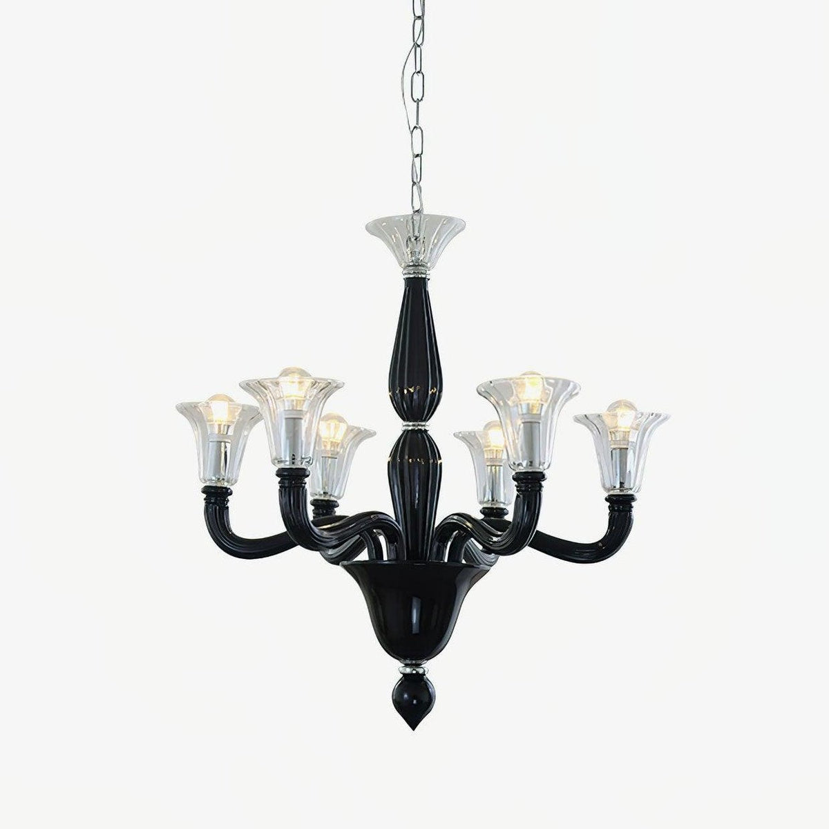Silten Chandelier Black Murano Candle Arm Glass Classic