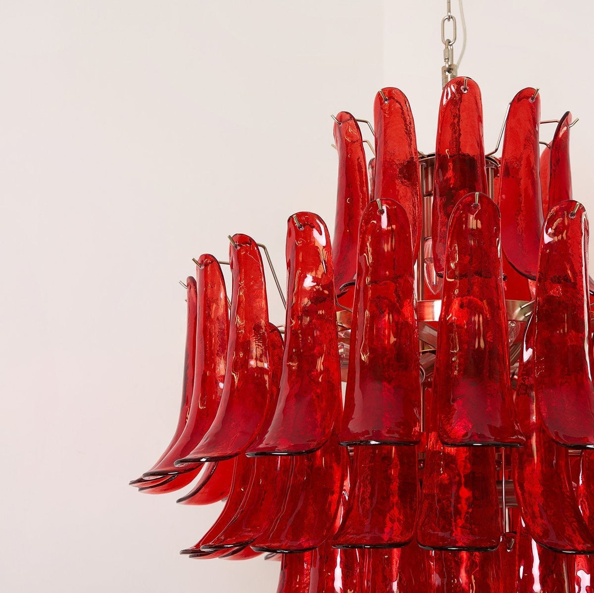 Celuena Chandelier Crimson Murano Petals Bold Art Glass