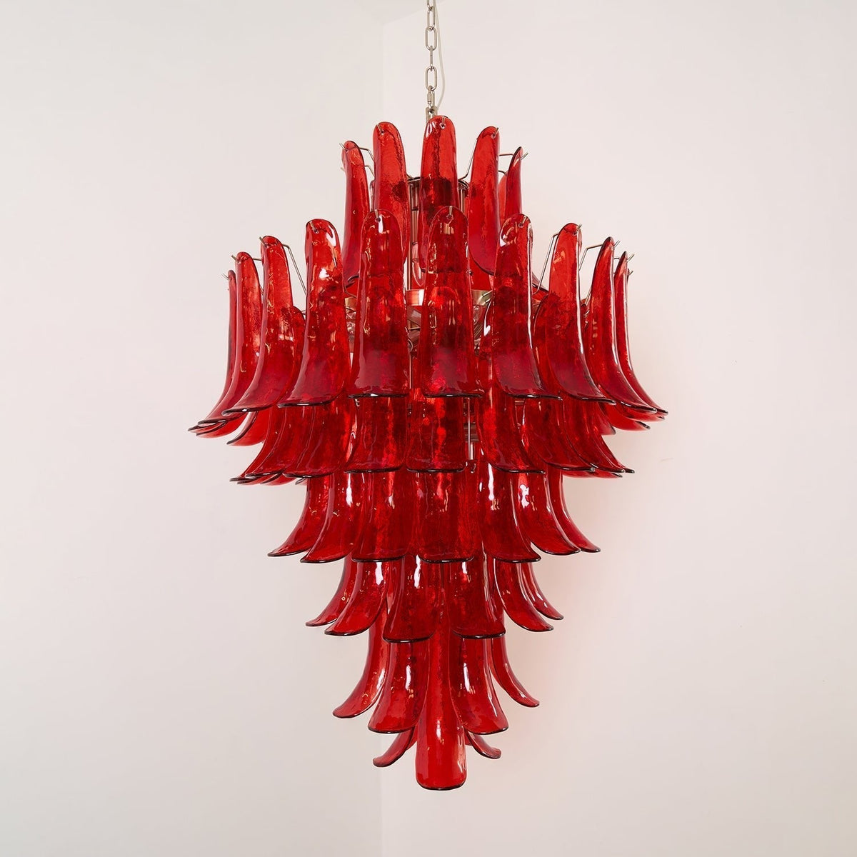 Celuena Chandelier Crimson Murano Petals Bold Art Glass