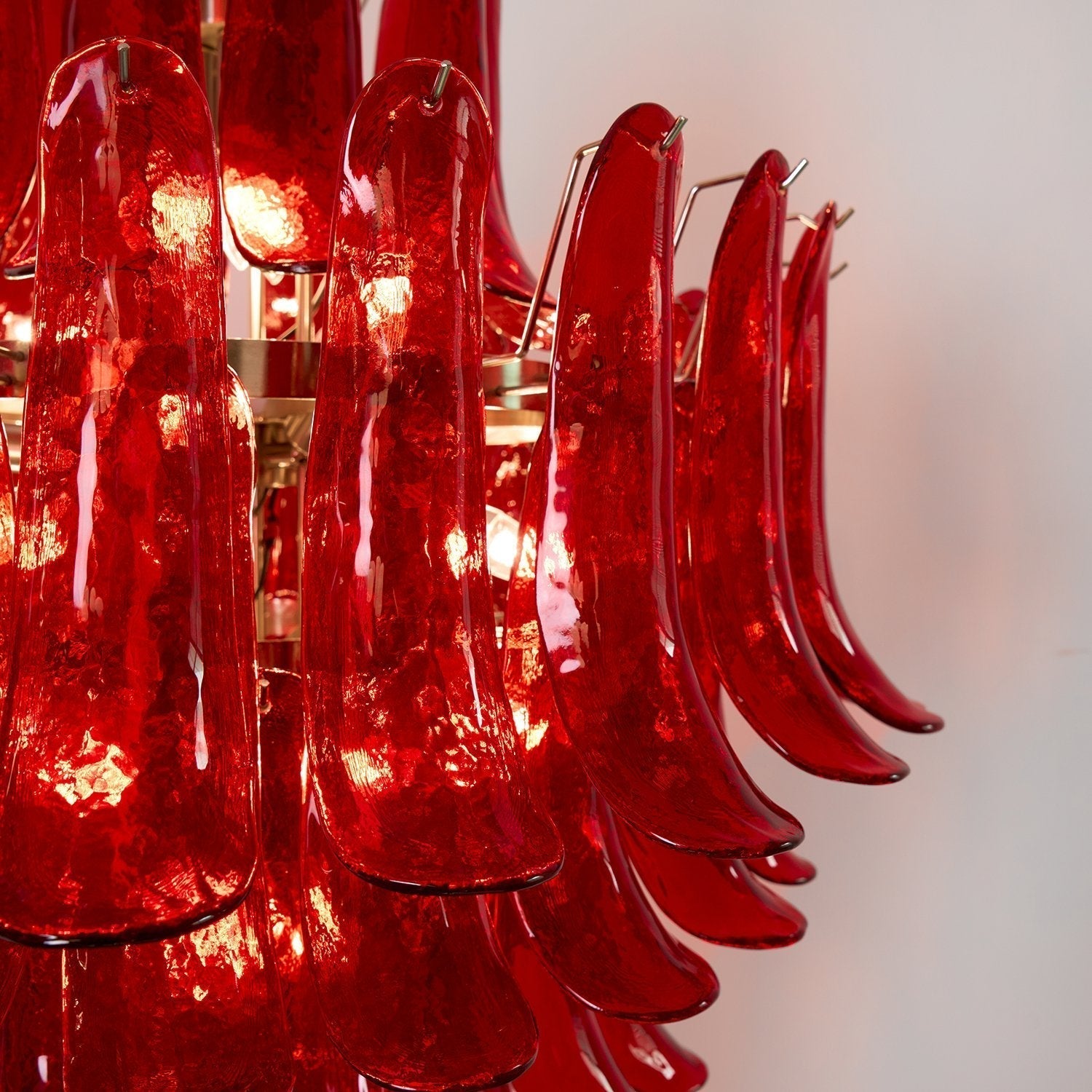 Celuena Chandelier Crimson Murano Petals Bold Art Glass
