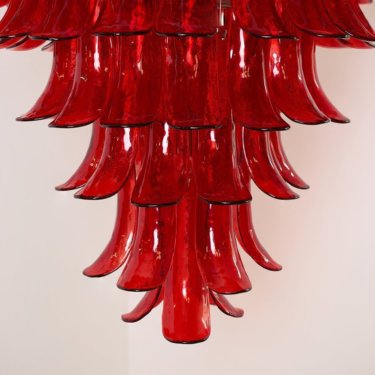 Celuena Chandelier Crimson Murano Petals Bold Art Glass