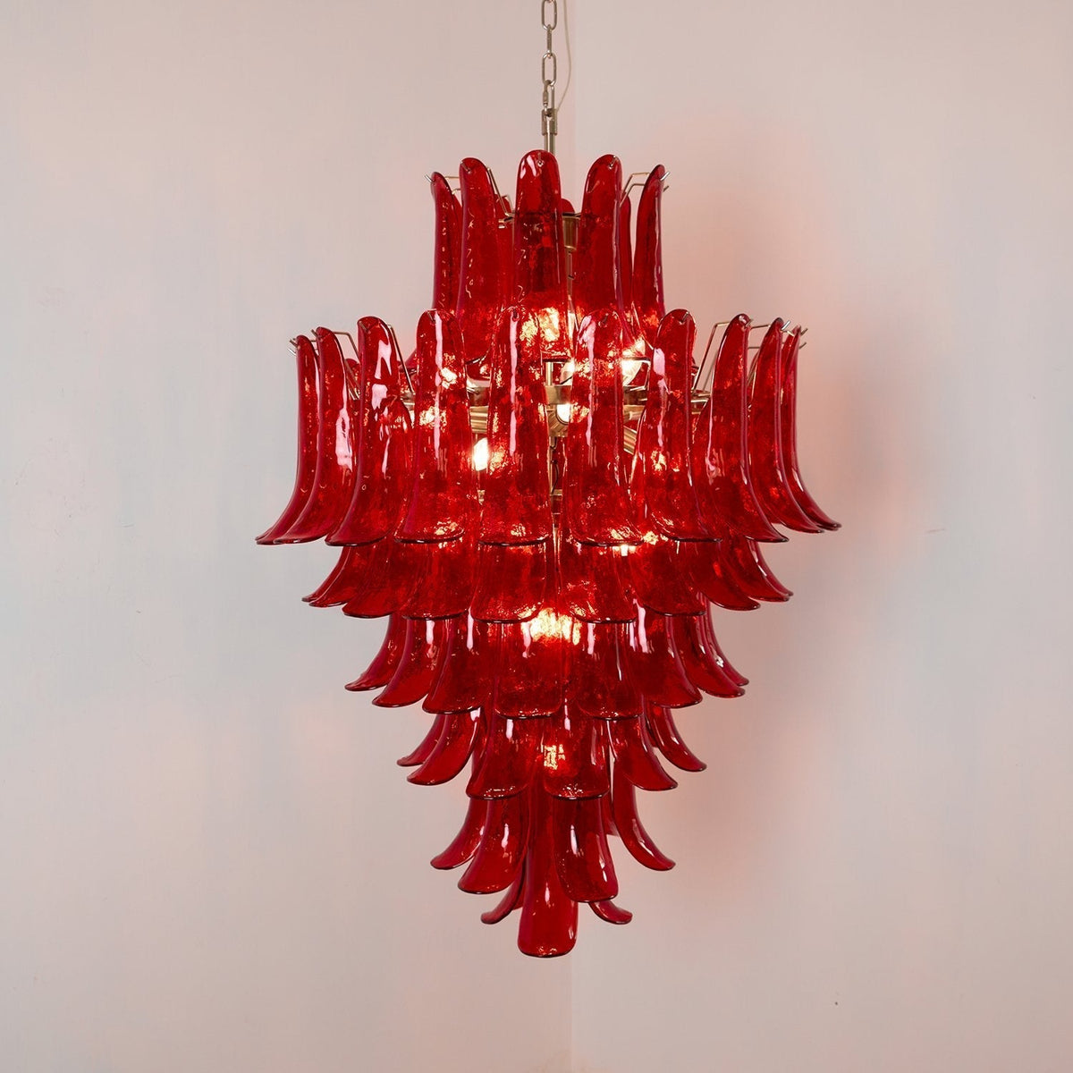 Celuena Chandelier Crimson Murano Petals Bold Art Glass