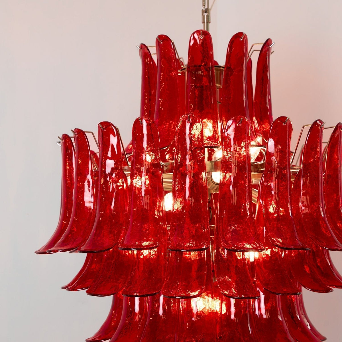 Celuena Chandelier Crimson Murano Petals Bold Art Glass