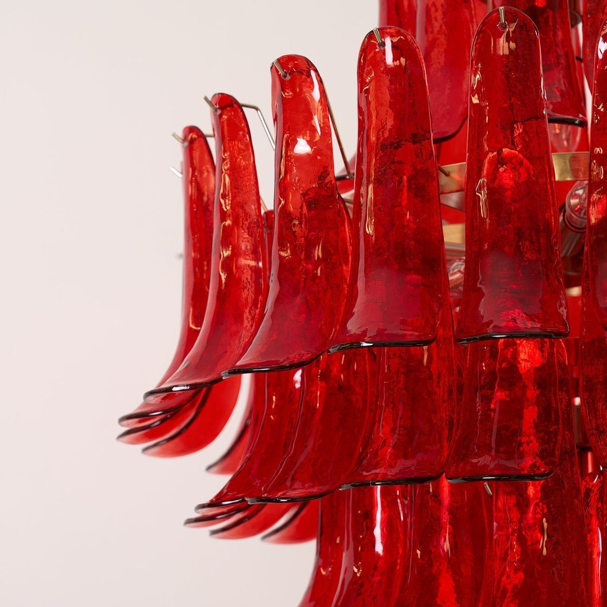 Celuena Chandelier Crimson Murano Petals Bold Art Glass